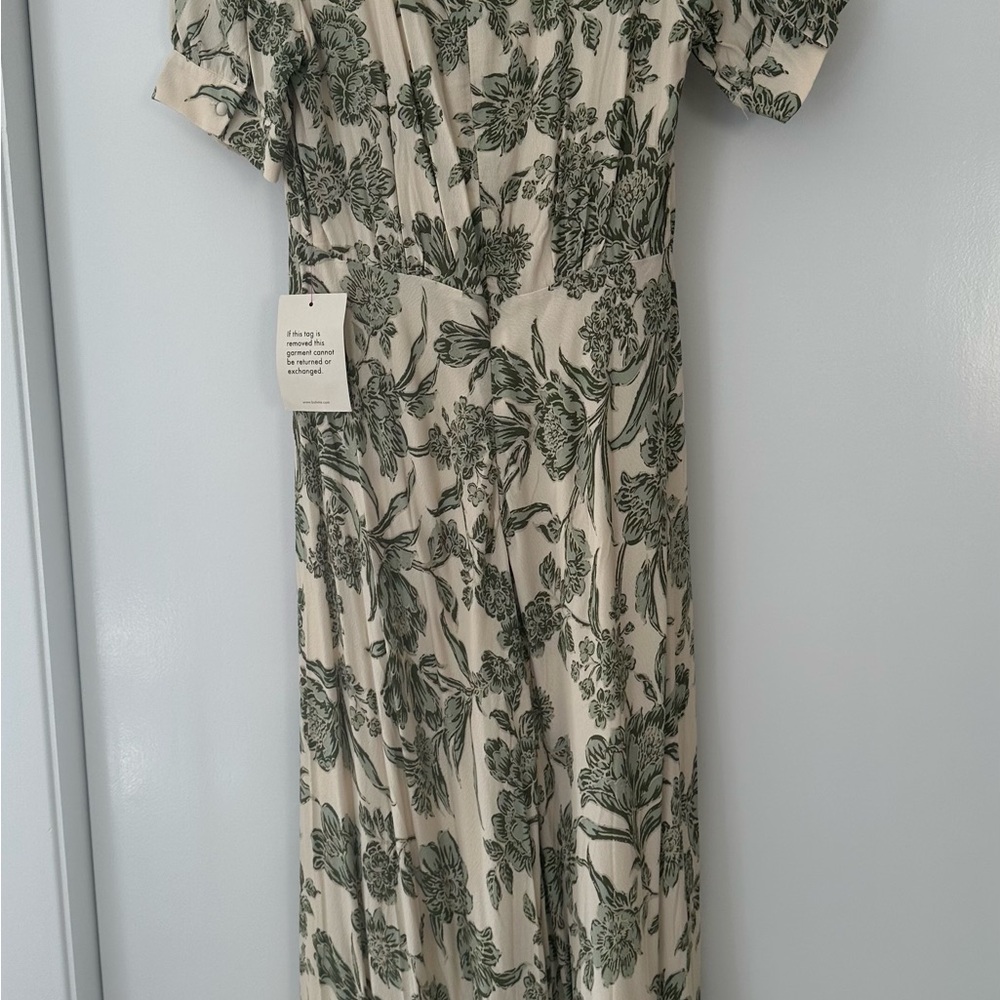 BOHME: LIA FLORAL MIDI DRESS IN SAGE